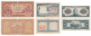 China, 50 Yuan, The Pagoda of the Six Banyan Trees, Guangzhou. French Indo-China, 100 Piat