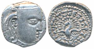 Guptas, Skandagupta, Silver Drachma, 2.37g, Madhyadesha type, obv. bust of the ruler facin