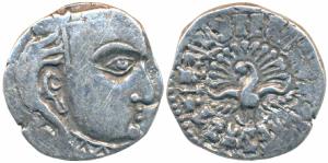 Guptas, Skandagupta, Silver Drachma, 2.38g, Madhyadesha type, obv. bust of the ruler facin