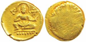 Vijayanagar Empire, Krishna Deva Raya (1509-1529 AD), Gold ½ Pagoda, 1.64g, obv. Krishna a