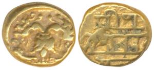 Vijayanagar Empire, Achyuta Deva Raya (1529-1542 AD), Gold Varaha, 3.39g, obv. Gandabherun