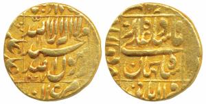 Shah Jahan, Gold Mohur, 10.93g, Daulatabad Mint, AH 1047, legend within square area, mint 