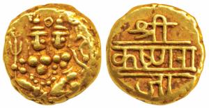 Krishna Raja Wodeyar (AH 1225-1285; 1810-1868 AD), Gold Pagoda, 3.43g, obv. Shiva-Parvati 