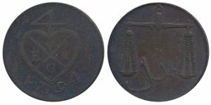 Copper 2 Pice / 8 Reas, 1794, obv. bale mark, rev. scales (Prid 121 KM 196). Very Fine, ci