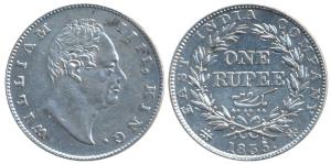 William IV, Silver Rupee, Bombay Mint, 1835, Calcutta Mint, 1835, F incused, A/II/ 19 Berr