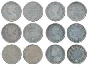 Victoria Queen & Empress, Silver ¼ Rupee, 1862 (2) small privy mark inverted V in relief, 