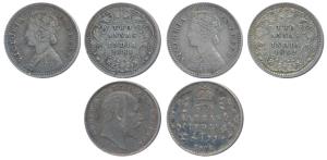 Victoria Empress, Silver 2 Annas, 1881, Calcutta Mint, B / II / C incuse, (Prid 496); 1882