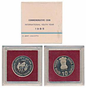 1985, Cupro-Nickel Rupees 10, International Youth Year. In immaculate condition, within or