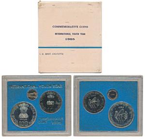 1985 Proof Set, International Youth Year, set of 2, Rupee 10 and 100. In immaculate condit