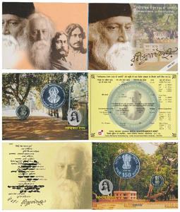 2011 Uncirculated Set, 150th Birth Anniversary of Rabindranath Tagore, set of 2, Rupees 5 