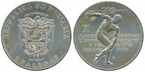 Panama, Silver 5 Balboas, 35.93g, 1970, 11th Central American and Caribbean Games, (KM 28)