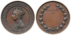 Calcutta International Exhibition Medal, Copper Medal, 60.4g, 1883-84, obv. Portrait of Vi