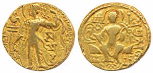 Guptas, Samudragupta, Gold Dinar, 7.74g, ‘Archer’ type, obv. king nimbate, standing left, 