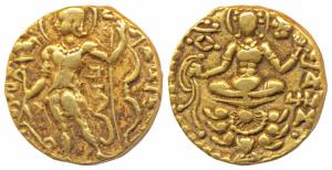 Guptas, Chandragupta II (c. 380-413 AD), Gold Dinar, 7.8g, ‘Archer’ type, obv. king nimbat