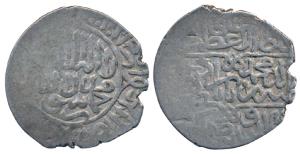 Babur, Silver Shahrukhi, 4.20g, mint name off flan, stylization that of Agra Mint, obv. ka