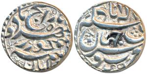 Akbar, Silver Rupee, 11.45g, Allahabad Mint, rebellion issue of Jahangir, mint name at top