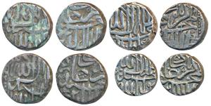 Akbar, Silver Mahmud (3) & ½ Mahmudi, Mulher Mint, Baglana issue, Kalima type (KM 72.1, 71