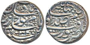 Nur Jahan, Silver Rupee, 11.38g, Surat Mint, poetic couplet on obv. reads By the order of 