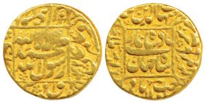 Shah Jahan, Gold Mohur, 10.87g, Burhanpur Mint, AH 1042/4, legend within square on both si