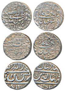 Shah Jahan (AH 1037-1068; 1628-1658 AD), Silver Rupee (3), Golkonda Mint; Surat Mint, RY 1