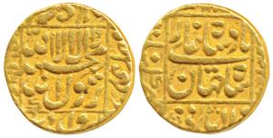 Shah Jahan, Gold Mohur, 10.95g, Khambayat Mint, legend within square area, mint name in le