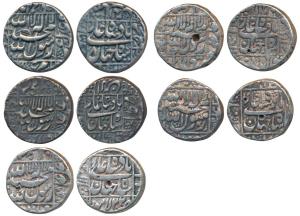 Silver Rupee, Shah Jahan (5), Ahmedabad Mint; Surat Mint, RY 10; Lahore Mint, AH1098/22; M