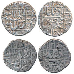 Murad Bakhsh (AH 1068; 1658 AD), Silver Rupee (2), 11.58g & 11.35g, Surat Mint, AH 1068 (K