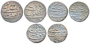 Aurangzeb, Silver Rupee (3), Khambayat Mint, AH 1089/22; Dar us-Sultanate Lahore Mint, AH 