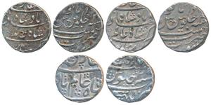 Shah Alam Bahadur, Silver Rupee (2), Lakhnau Mint, RY 2; Surat Mint (2), RY 4 (KM 347.14 &