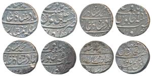 Muhammad Shah, Silver Rupee (4), Itawa Mint RY 4; Gwalior Mint (2) AH 1145/15 & AH 114X/15