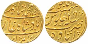 Muhammad Shah, Gold Mohur, 10.9g, Itawa Mint, AH 1159/29, complete mint name at bottom on 