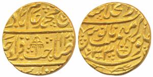 Shah Alam II, Gold Mohur, 10.75g, Dar-ul-Khilafat Shahjahanabad Mint, AH 1206/33, a Royal 