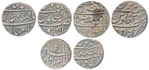 Silver Rupee (3), Aurangzeb, Itawa Mint, AH 1102/35; Shah Alam Bahadur, Itawa Mint, RY 3; 