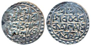 Nara Narayan (SE 1477-1509; 1555-1587 AD), Silver Tanka, Silver Rupee, 10.54g, SE 1477 (KM