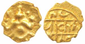 Karnataka Region, Lakshmiswara (c. 16 - 17 century AD), Gold ½ Fanam, 0.2g, obv. represent