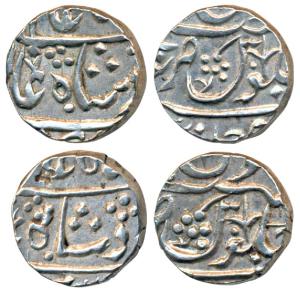 Jafarabad urf Chandor Mint, Silver Rupee(2), in the name of Shah Alam II, usual floral spr