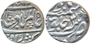 Kora Mint, Silver Rupee, 11.26g, in the name of Shah Alam II, RY 3, trident and flag as a 