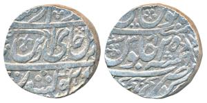 Kunch Hijari Mint, Silver Rupee, 11.21g, in the name of Shah Alam II, RY 25, a sword and t