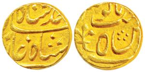 Azimabad (Patna) Mint, Gold Mohur, 11.06g, in the name of Alamgir II, trident as mint mark
