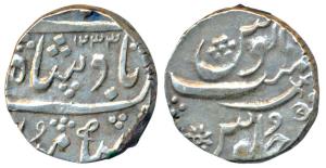 Anand Rao (AH 1215-1235; 1800-1819 AD), Silver Rupee, 11.2g, Baroda Mint, in the name of M