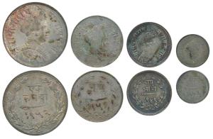 Sayaji Rao III, set of 4, Silver Rupee, ½ (8 Annas), ¼ (4 Annas) and 1/8 (2 Annas), all Sm