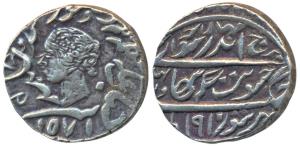 Jaswant Singh, Silver Rupee, 11.08g, Bharatpur Mint, obv. with the name and portrait of Qu