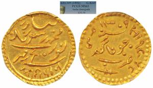Rasul Muhammad Khan, Gold Kori, 4.76g, Junagadh / Junagarh Mint, obv. Urdu legend citing t