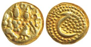 Krishna Raja Wodeyar (AH 1225-1285; 1810-1868 AD), Gold Pagoda, 3.43g, obv. Shiva-Parvati 
