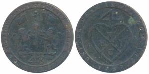 Copper Dub or 1/48 Rupee, 1794, 13.18g, 1797, obv. coat of arms of the EIC, rev. bale mark