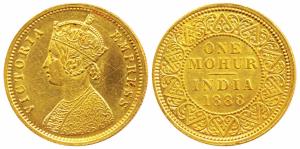 Victoria Empress, Gold Mohur, 1888, obv. V in relief (Prid 22). Extremely Fine, Rare.