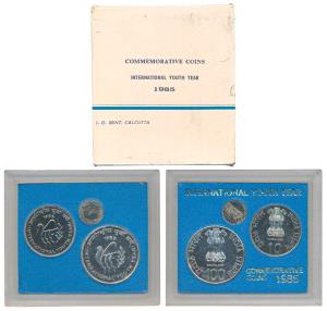 1985 Proof Set, International Youth Year, set of 2, Rupee 10 and 100. In immaculate condit