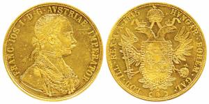 Austria, Franz Joseph I, Gold 4 Ducat, 13.94g, 1915, crowned imperial double eagle on rev.