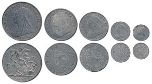 Great Britain, Victoria, Silver Crown, 1896; Half Crown, 1900; Florin / 2 Shillings, 1898;
