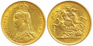 Great Britain, Victoria Queen, Gold 2 Pounds, 15.96g, Jubilee head, St. George slaying a d
